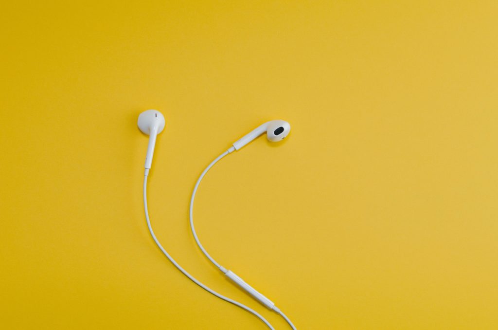 Picture of white earbuds